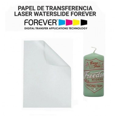 Papel de transferencia laser Waterslide Forever para sustratos frágiles al calor