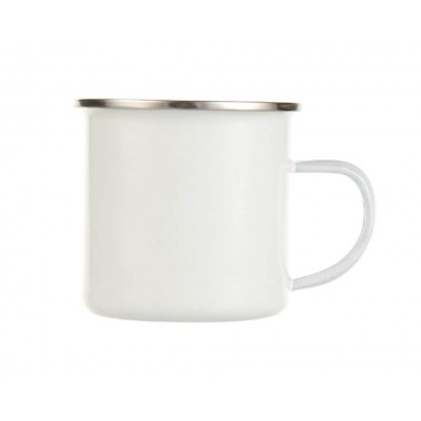 Taza blanca esmaltada de 12oz. con borde plateado para sublimación Sublimarts