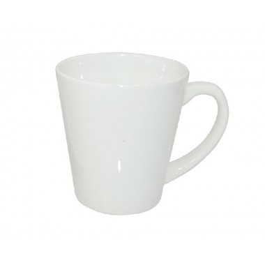 Taza blanca de cerámica tipo latte de 12oz. Sublimarts