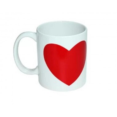 Taza mágica blanca con ventana de corazón rojo SublimArts de 11oz