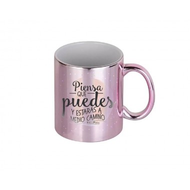 Taza de cerámica rosa metálico de 11oz Sublimarts