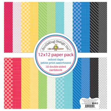 Paquete de surtido de cartulinas School Days 12 piezas 12" x 12" Doodlebug | 6421