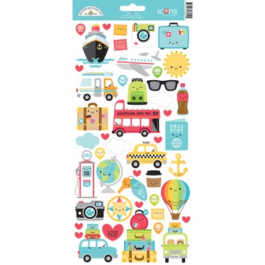 Calcomanías decorativas Icons Stickers I Love Travel Doodlebug | 6410