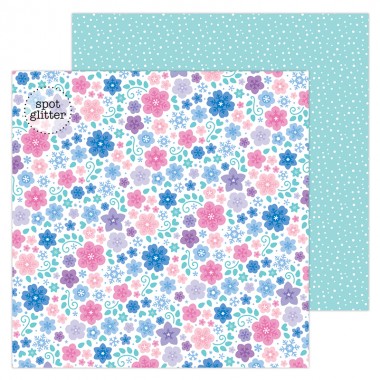 Cartulina Doble Vista 1 hoja de 12" x 12" Snow Flowers Doodlebug | 6512