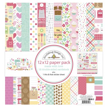 Pack de Cartulina Doble Cara Made With Love 12 piezas de 12" x 12" Doodlebug | 7127