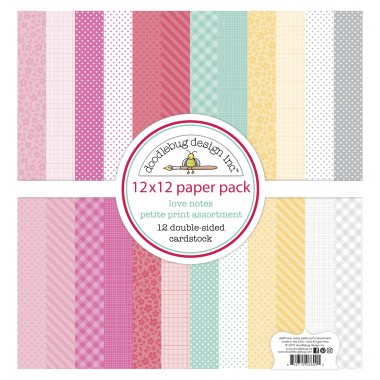 Paquete de surtido de cartulinas Love Notes 12 piezas 12" x 12" Doodlebug | 6609