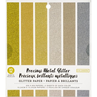 Papel Glitter Metálico 6x6 pulg 12pz | 74033-BL