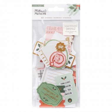 Tarjetas Foil Gold Ephemera Mittens & Mistletoe 34013741