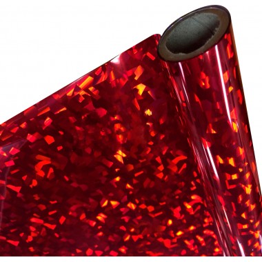 Papel Foil Luminos Holográfico Grietas Rojo 30 cm x 7.50 mts