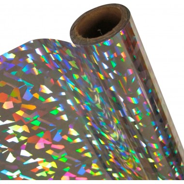 Papel Foil Luminos Holográfico Grietas Plata 30 cm x 7.50 mts