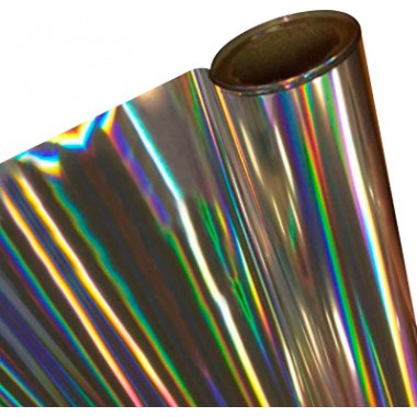 Papel Foil Luminos Holográfico Pilares Plata Tornasol 30 cm x 7.50 mts