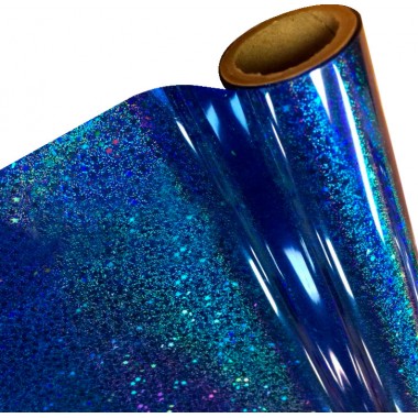 Papel Foil Holográfico Glitter Azul 30 cm x 7.50 mts