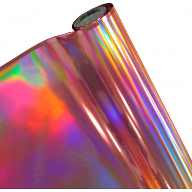 Papel Foil Holográfico Rainbow Rosa 30 cm x 7.50 mts