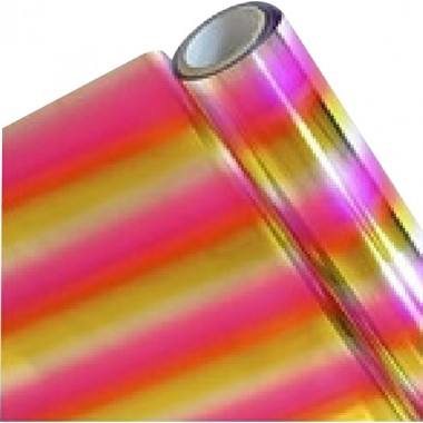 Papel Foil Holográfico Arcoíris Rosa Oro 30 cm x 7.50 mts