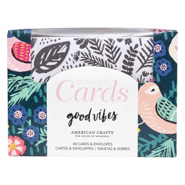 Set Tarjetas Y Sobres Blancos Good Vibes 40 Pz | 350692