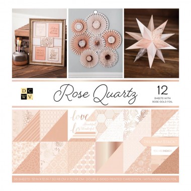 Cartulina Rosa Quarzo Con Foil Rosa Oro 12X12" | PS-005-00561